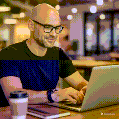 Pessoa trabalhando em um notebook